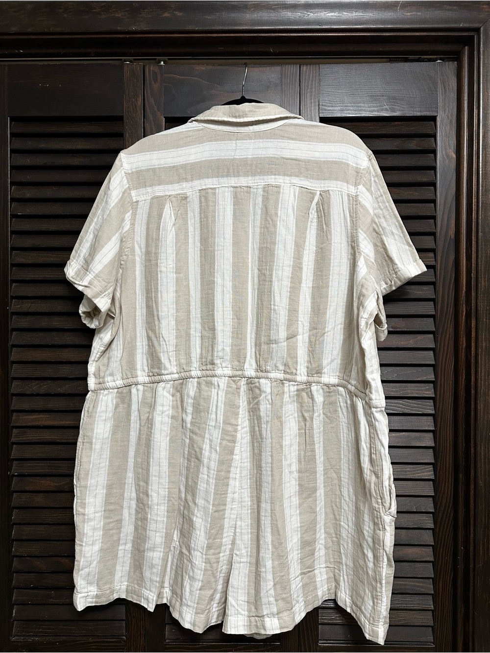 Old Navy Cream and White Striped Button-Up Romper - Picture 2 of 3